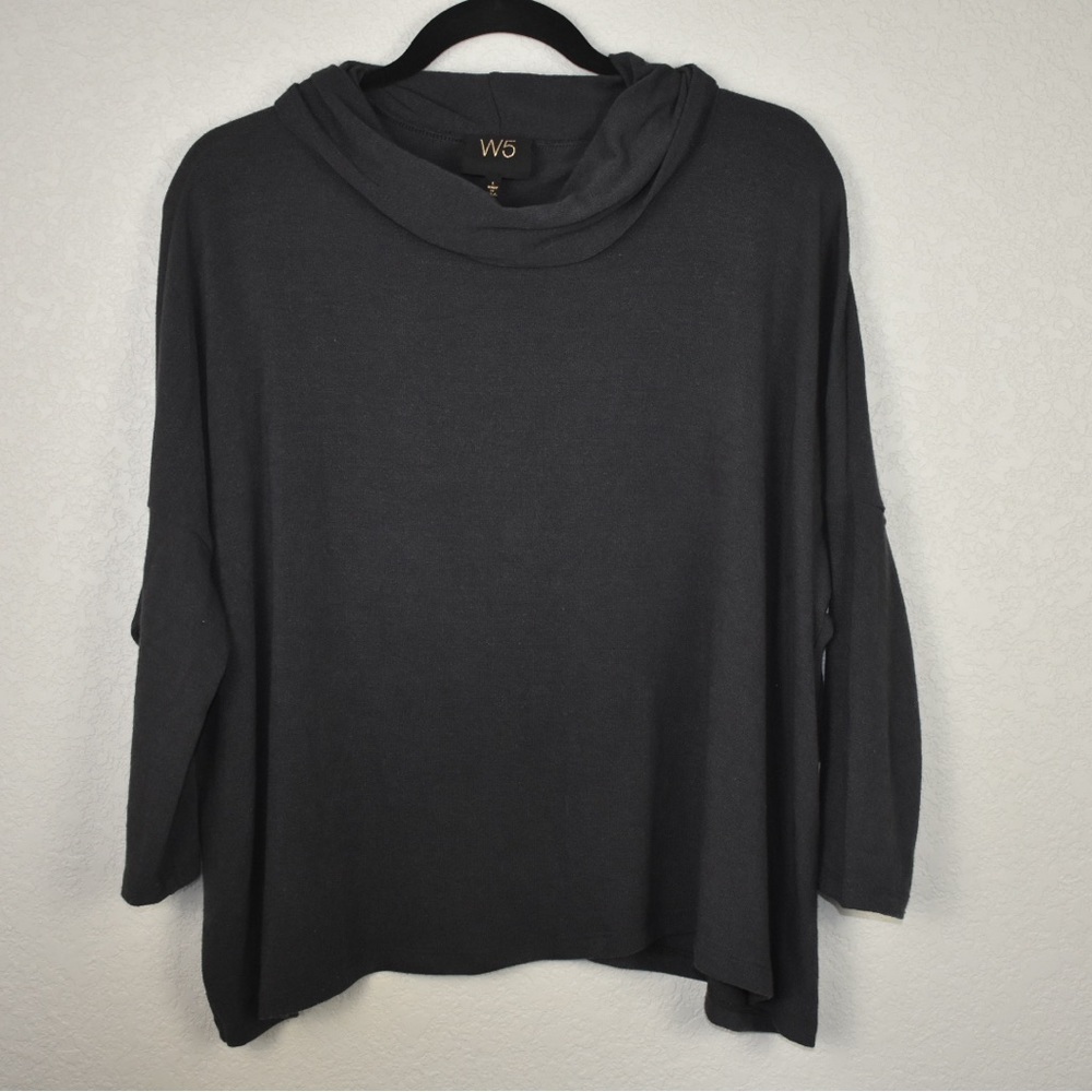 Grey Cowl Neck Sweater with Split Back size L